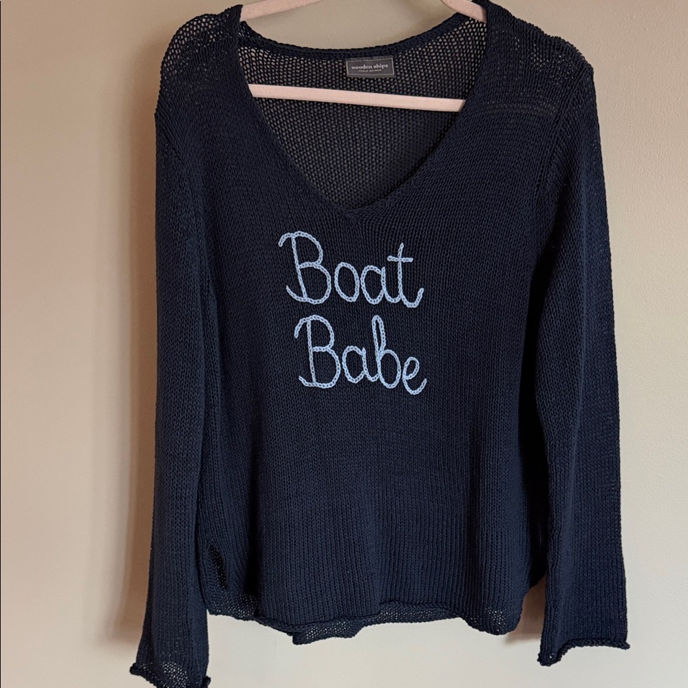 Wooden Ships Navy Knit Sweater size large